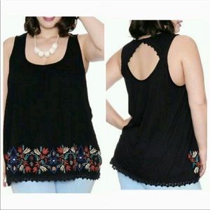 Torrid Floral Embroidered Lace Boho tank top size 1x women